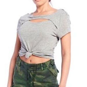 Free People Cut-Out Tee in Heather Grey